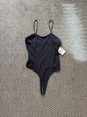 NWT Ribbed Nordstrom Rack Open Edit Black Bodysuit